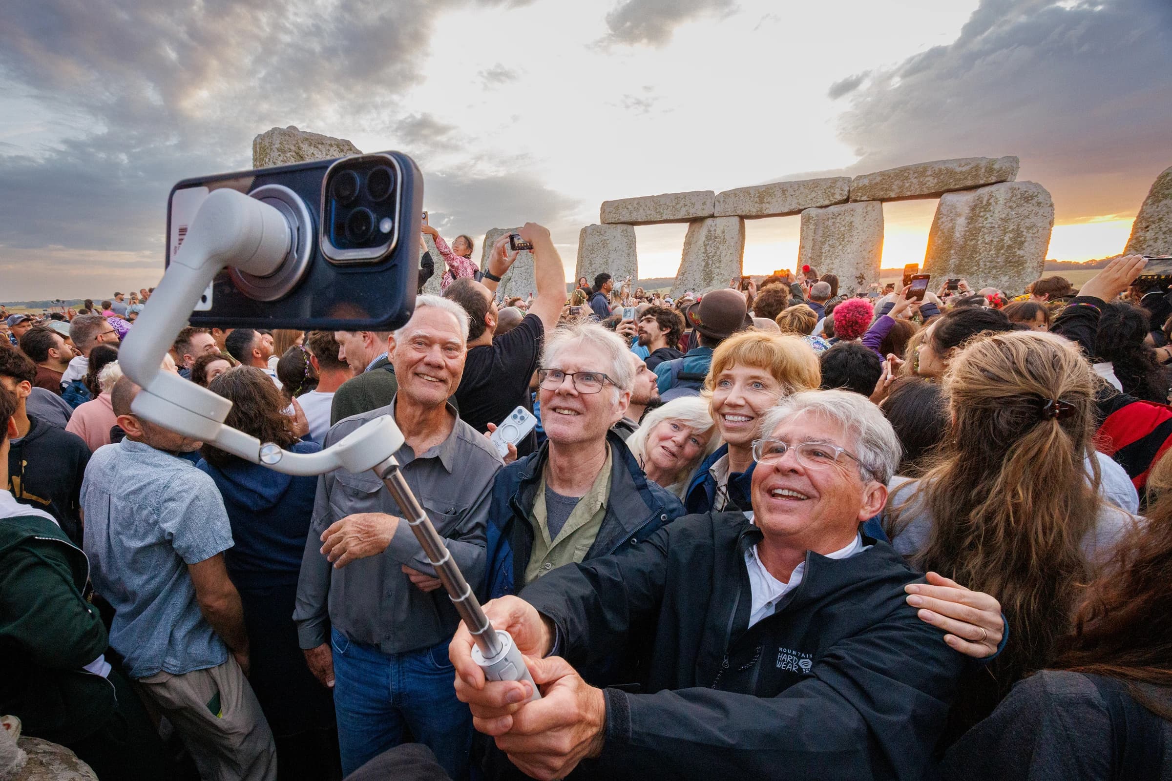 People celebrating at Stonehenge